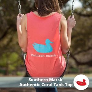 Southern Marsh Authentic Coral Tank Top- XS